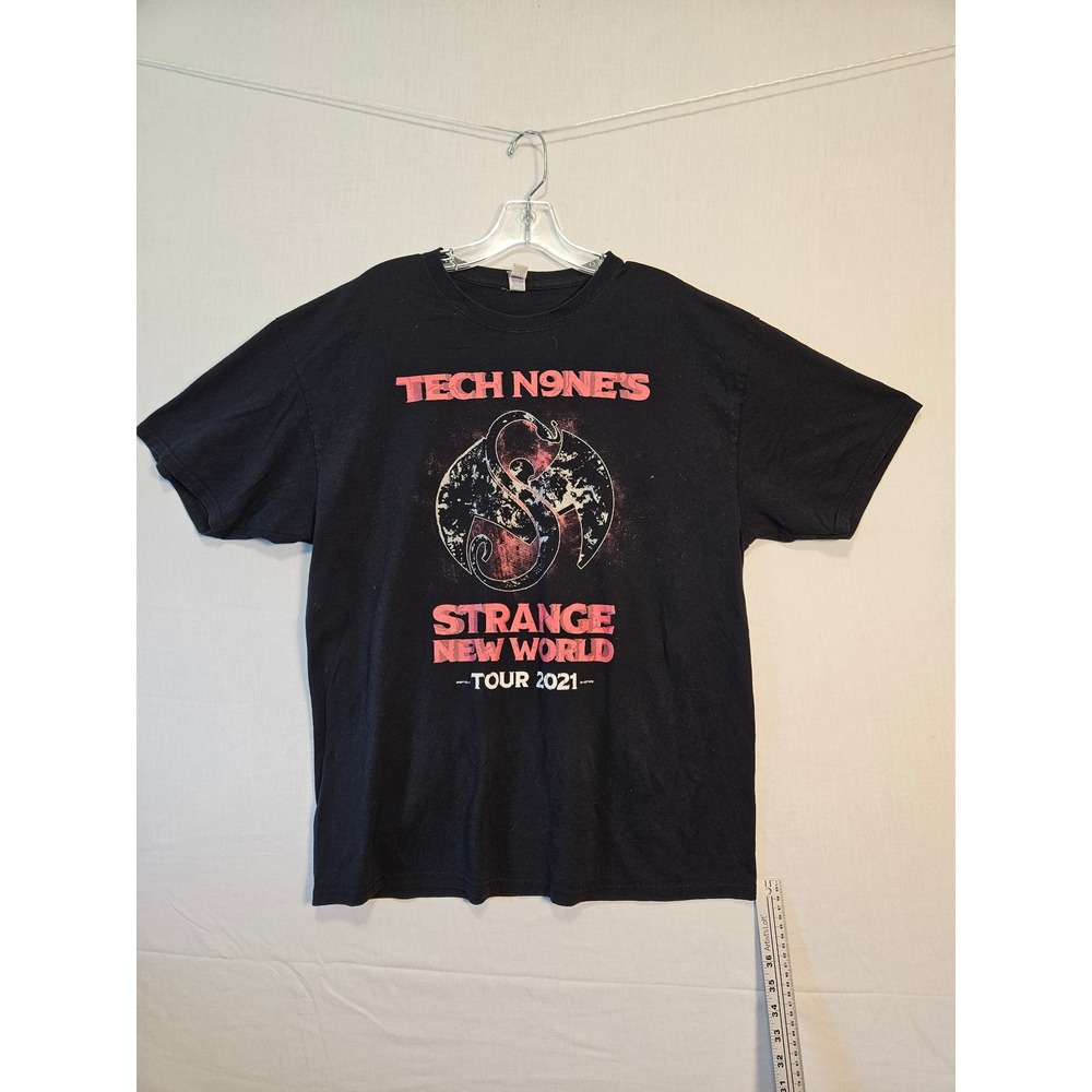 Jerzees Tech N9ne Strange New World Tour 2021 T-Shirt Mens XL Black Graphic Tee